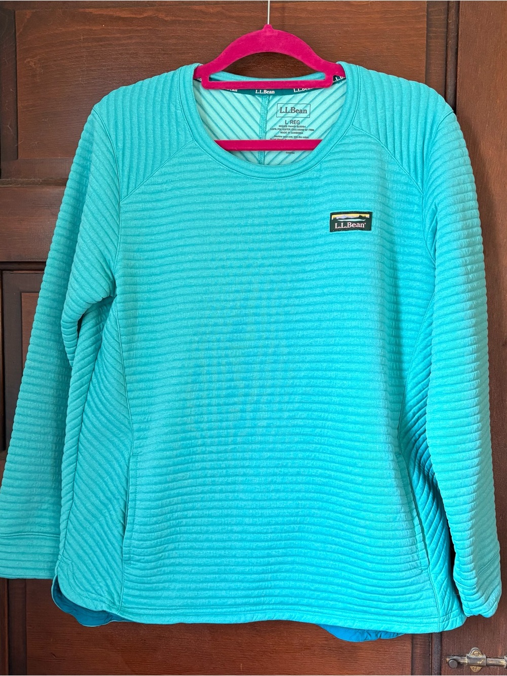 L.L. Bean Turquoise Ribbed Crewneck Tee